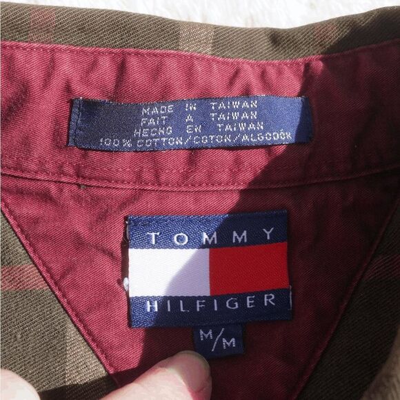 Vintage 90s Tommy Hilfiger Forest Plaid Button Up - Picture 5 of 7
